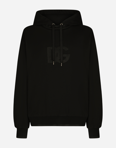 DOLCE & GABBANA JERSEY HOODIE WITH DG EMBROIDERY