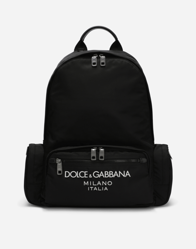 DOLCE & GABBANA NYLON BACKPACK WITH RUBBERIZED LOGO