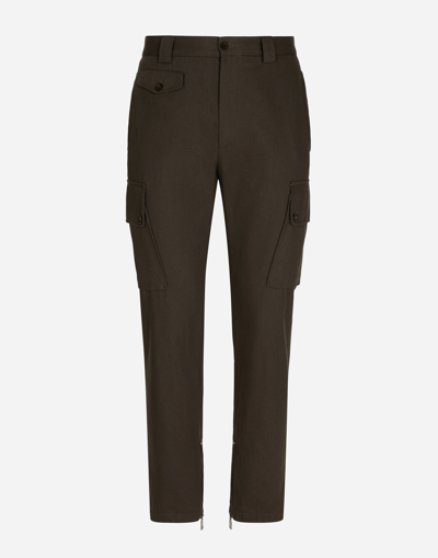 DOLCE & GABBANA COTTON TWILL CARGO BIKER PANTS