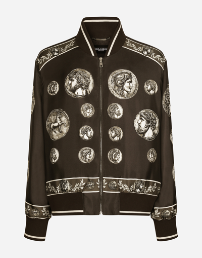 DOLCE & GABBANA COIN PRINT SILK TWILL JACKET