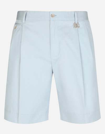 DOLCE & GABBANA STRETCH COTTON SHORTS WITH DG PATCH