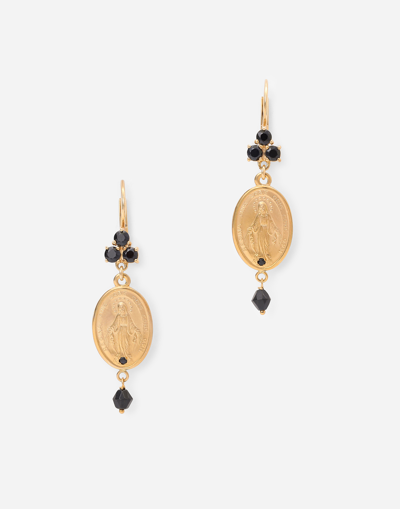 DOLCE & GABBANA TRADITION EARRINGS IN YELLOW 18KT GOLD WITH MEDALS