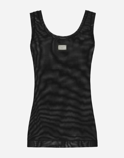 DOLCE & GABBANA LIGHT TULLE VEST TOP WITH DOLCE&GABBANA LOGO TAG