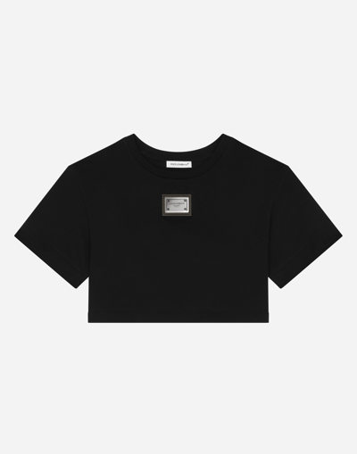 DOLCE & GABBANA JERSEY T-SHIRT WITH LOGO TAG
