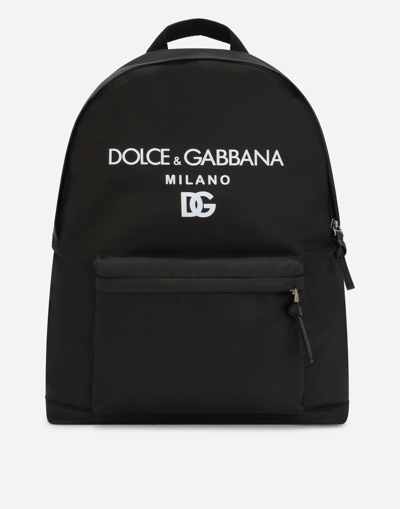 DOLCE & GABBANA NYLON BACKPACK WITH DOLCE&GABBANA MILANO PRINT