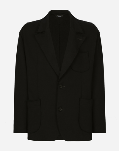 DOLCE & GABBANA OVERSIZE JERSEY JACKET WITH LOGO TAG