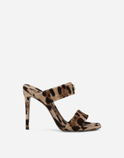 DOLCE & GABBANA LEOPARD-PRINT TERRYCLOTH SANDALS