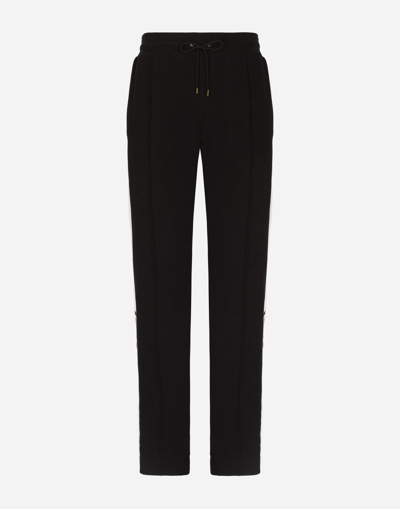 DOLCE & GABBANA JERSEY JOGGING PANTS WITH EMBROIDERED BANDS