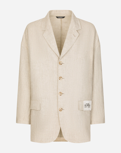 DOLCE & GABBANA OVERSIZE SINGLE-BREASTED LINEN AND VISCOSE JACKET