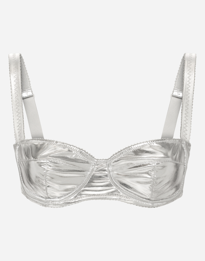 DOLCE & GABBANA COATED STRETCH JERSEY BALCONETTE BRA