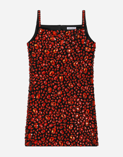 DOLCE & GABBANA SLEEVELESS DRESS WITH FUSIBLE RHINESTONES