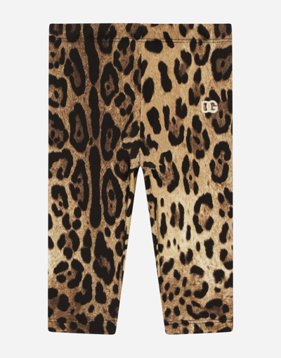 DOLCE & GABBANA LEOPARD-PRINT INTERLOCK LEGGINGS