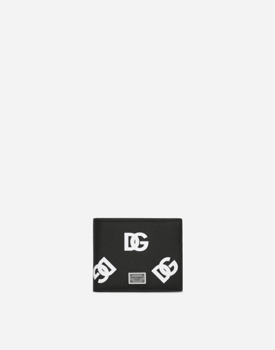 DOLCE & GABBANA CALFSKIN WALLET WITH COIN POCKET AND ALL-OVER DG PRINT