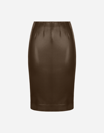 DOLCE & GABBANA MIDI SKIRT IN SHINY SATIN