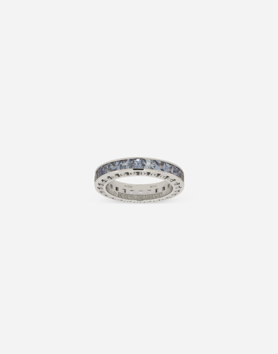DOLCE & GABBANA ANNA RING IN WHITE GOLD 18KT WITH BLUE SAPPHIRES