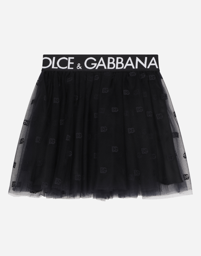 DOLCE & GABBANA MULTI-LAYERED TULLE MINISKIRT WITH BRANDED ELASTIC
