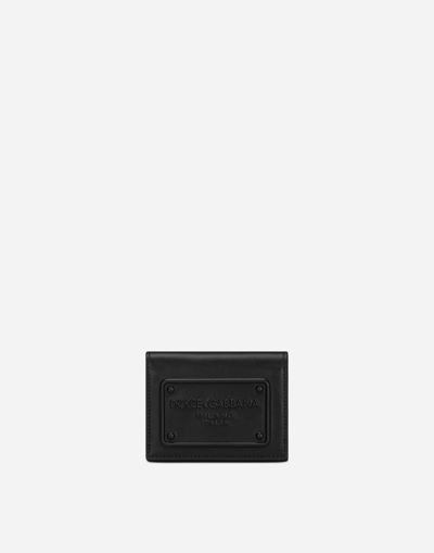 DOLCE & GABBANA CALFSKIN CARD HOLDER WITH RAISED LOGO