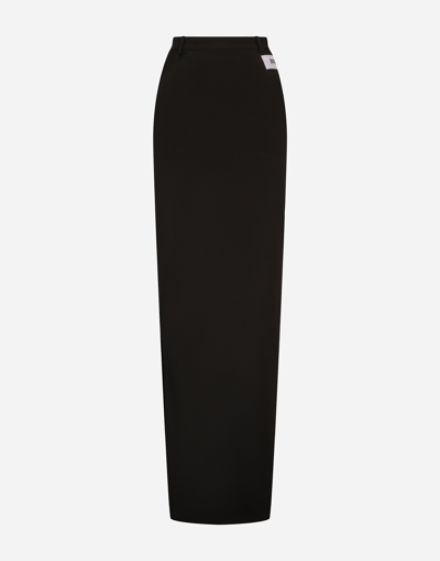 DOLCE & GABBANA LONG CADY SKIRT WITH SIDE ZIPPERS AND SLIT