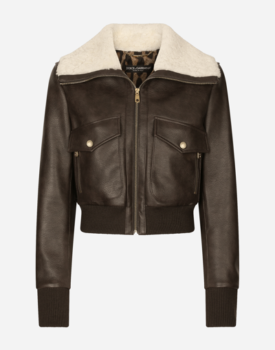 DOLCE & GABBANA FAUX LEATHER AND SHEEPSKIN JACKET