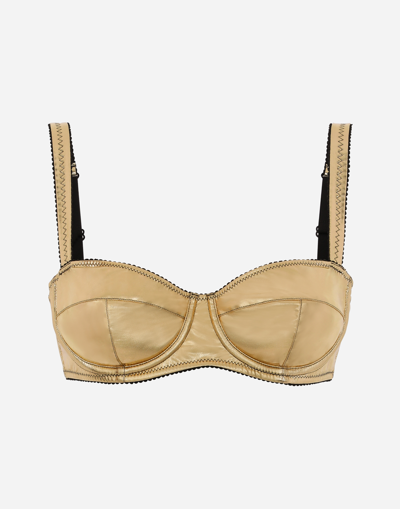 DOLCE & GABBANA FOILED JERSEY BALCONETTE BRA