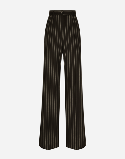 DOLCE & GABBANA PINSTRIPE WOOL PALAZZO PANTS