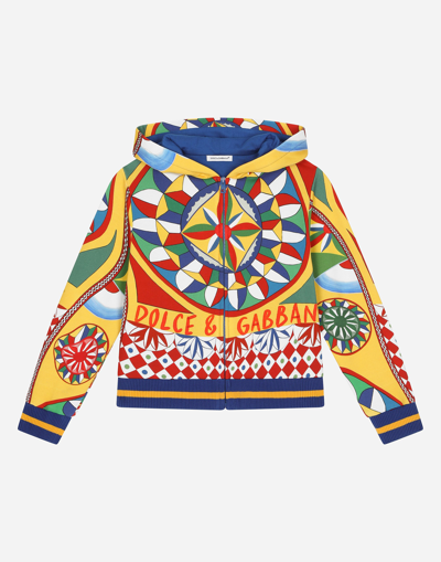 DOLCE & GABBANA ZIP-UP HOODIE WITH CARRETTO PRINT