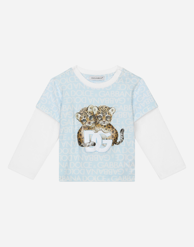 DOLCE & GABBANA PRINTED JERSEY T-SHIRT WITH LONG SLEEVES