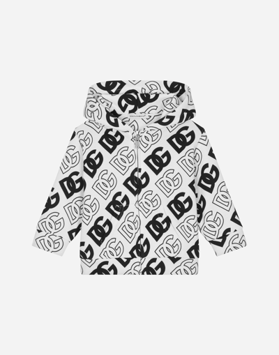 DOLCE & GABBANA JERSEY HOODIE WITH DG LOGO PRINT