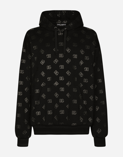DOLCE & GABBANA JERSEY HOODIE WITH DG PRINT