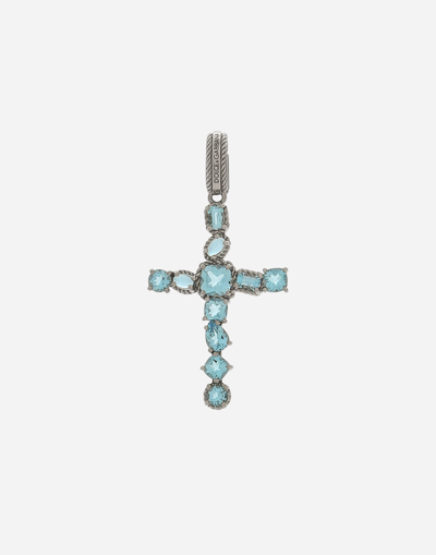 DOLCE & GABBANA ANNA CHARM IN WHITE GOLD 18KT WITH LIGHT BLUE TOPAZES