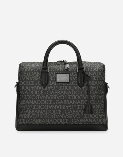 DOLCE & GABBANA COATED JACQUARD BRIEFCASE