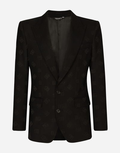 DOLCE & GABBANA SINGLE-BREASTED JACQUARD SICILIA-FIT JACKET WITH DG MONOGRAM DESIGN