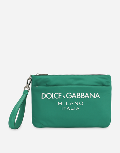 DOLCE & GABBANA NYLON POUCH WITH RUBBERIZED LOGO