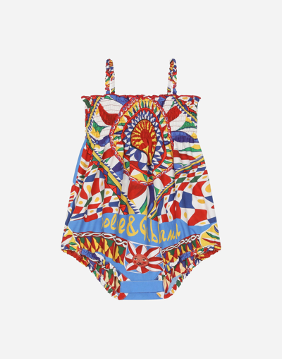 DOLCE & GABBANA CARRETTO-PRINT POPLIN ROMPER SUIT