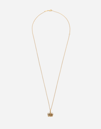 DOLCE & GABBANA CROWN YELLOW GOLD PENDANT WITH IRON EYE