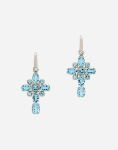 DOLCE & GABBANA ANNA EARRINGS IN WHITE GOLD 18KT WITH LIGHT BLUE TOPAZES