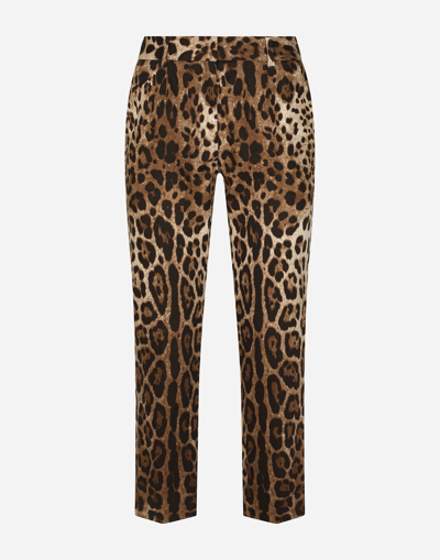 DOLCE & GABBANA LEOPARD-PRINT DRILL PANTS