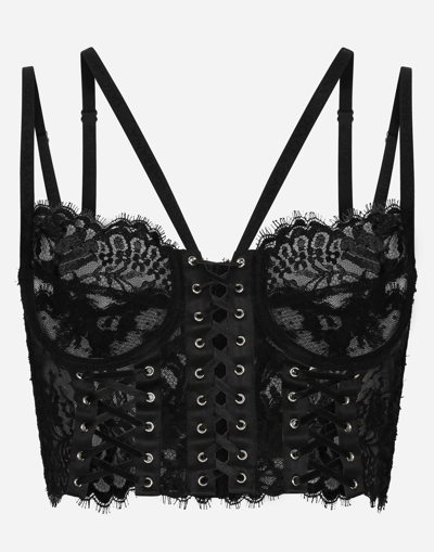 DOLCE & GABBANA LACE LINGERIE CORSET WITH STRAPS AND EYELETS