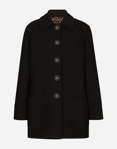 DOLCE & GABBANA DOUBLE CREPE PEACOAT WITH GALALITH BUTTONS
