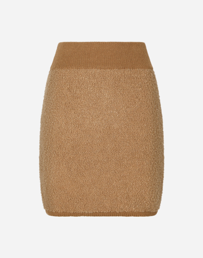 DOLCE & GABBANA SHORT CASHMERE AND ALPACA WOOL SKIRT