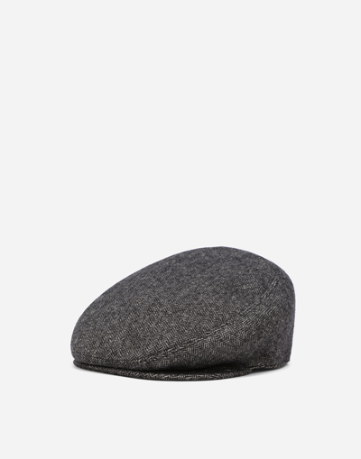 DOLCE & GABBANA HERRINGBONE WOOL-BLEND FLAT CAP