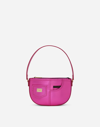 DOLCE & GABBANA FOILED NAPPA LEATHER SHOULDER BAG