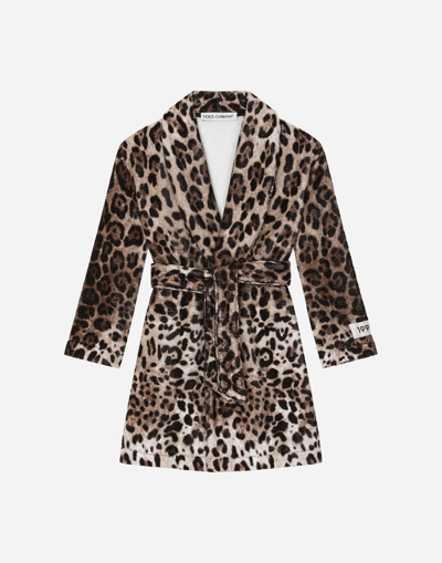 DOLCE & GABBANA LEOPARD-PRINT TERRYCLOTH BATHROBE