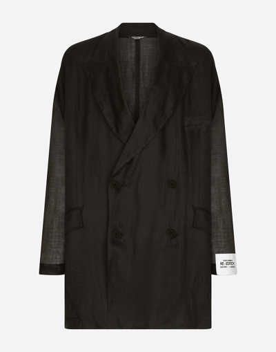 DOLCE & GABBANA OVERSIZE DOUBLE-BREASTED LINEN JACKET