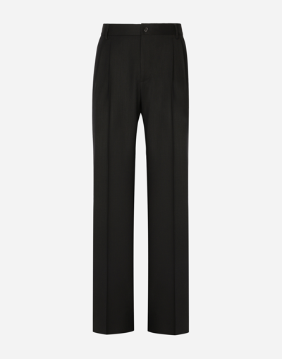 DOLCE & GABBANA STRETCH VIRGIN WOOL PANTS WITH STRAIGHT LEG