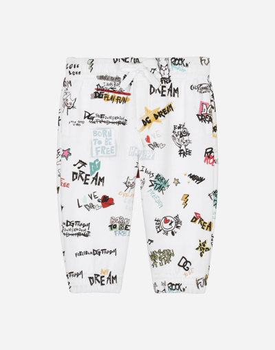 DOLCE & GABBANA JERSEY JOGGING PANTS WITH DG ROCK PRINT