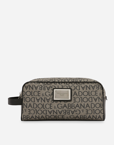 DOLCE & GABBANA COATED JACQUARD TOILETRY BAG