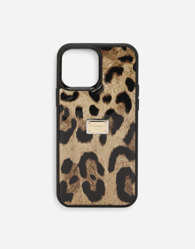 DOLCE & GABBANA LEOPARD-PRINT POLISHED CALFSKIN IPHONE 14 PRO MAX COVER