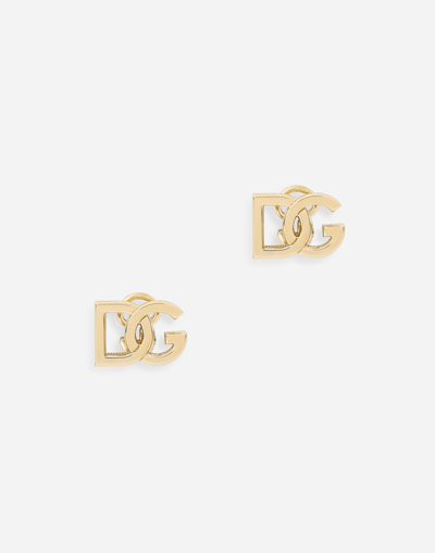DOLCE & GABBANA LOGO CLIP-ON EARRINGS IN YELLOW 18KT GOLD