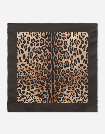 DOLCE & GABBANA LEOPARD-PRINT SILK POCKET SQUARE